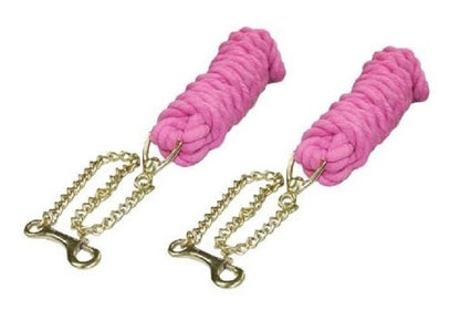 Derby Originals 10' Braided Cotton Lead Rope with 2' Stud Chain - Set of 2 Pink color