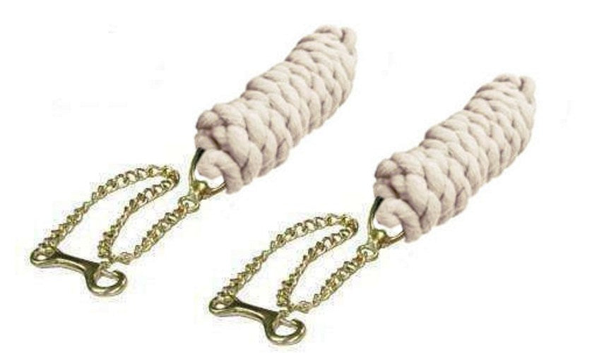 Derby Originals 10' Braided Cotton Lead Rope with 2' Stud Chain - Set of 2 White color