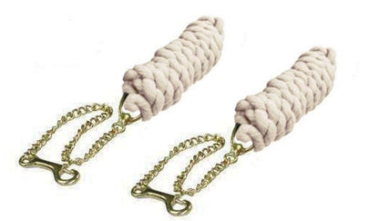Derby Originals 10' Braided Cotton Lead Rope with 2' Stud Chain - Set of 2 White color