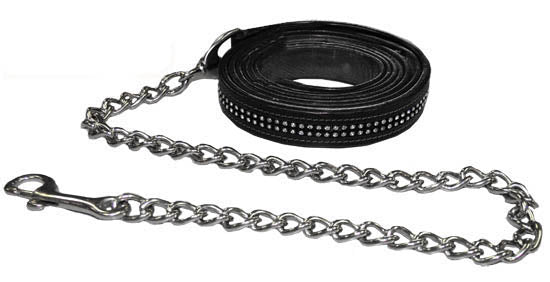 Matching Leather Lead for Paris Tack Halter w/ Rhinestones Black