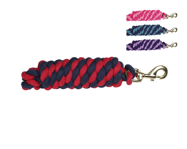 Derby Originals Striped Multicolor 10’ Cotton Lead Ropes Lot of 2 with Rust Proof Brass Snaps