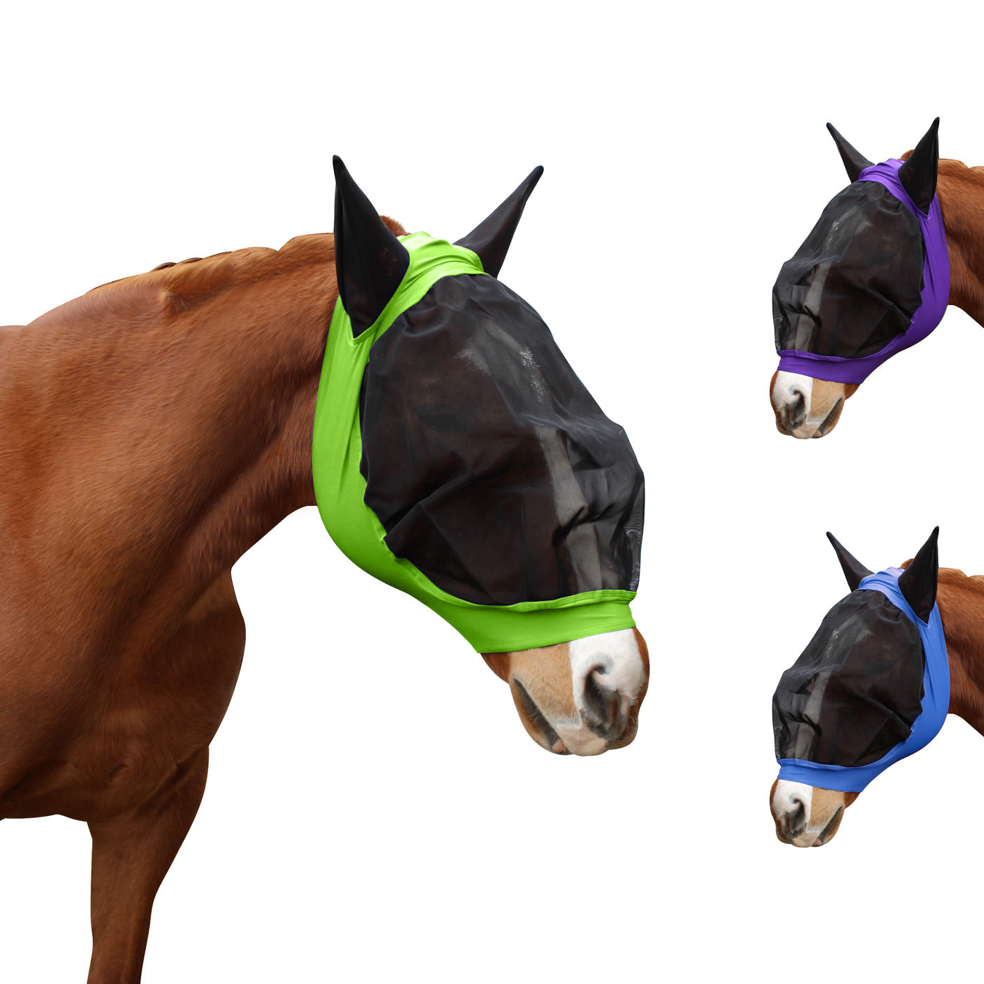 UV-Blocker Extra Comfort Soft Mesh Lycra Horse Fly Mask with Ears