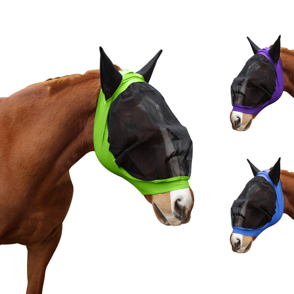 Derby Originals UV-Blocker Extra Comfort Soft Mesh Lycra Horse Fly Mask with Ears with One Year Warranty - Multiple Colors and Sizes