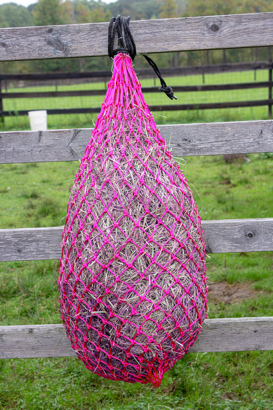 Hanging Hay Net for Horses and Livestock Pink