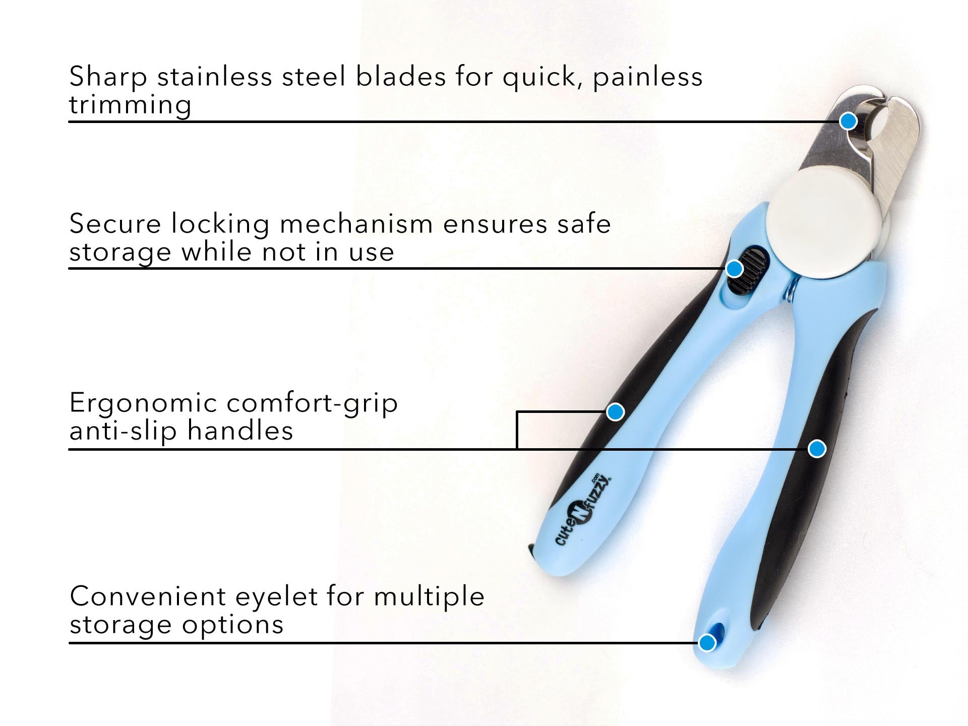 Professional Heavy Duty Pet Nail Clipper w Nail File by cuteNfuzzy Features