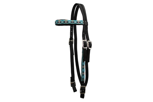 Tahoe Tack Patterned Double Layer Nylon Western Browband Headstalls for Horses Available in 6 Colors