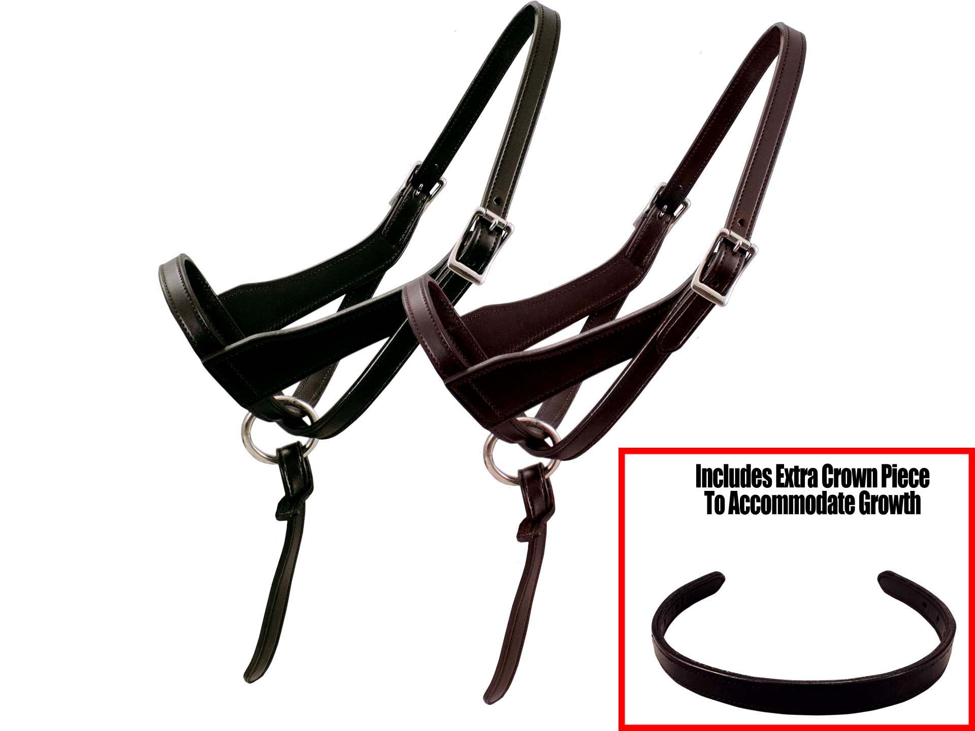 Halter for Hobby Horse With Reins Red / Black Leather 