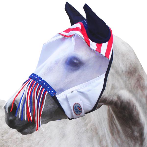 Derby Originals UV-Blocker Premium Reflective Safety Horse Fly Mask with Ears and Nose Fringe with One Year Warranty