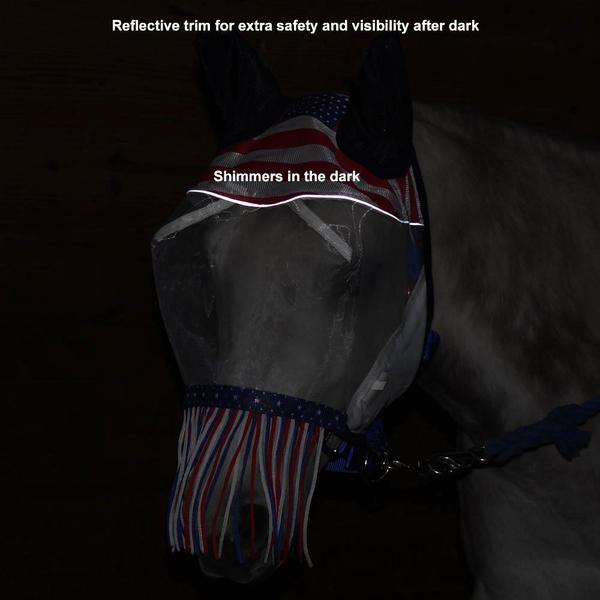 Derby Originals UV-Blocker Premium Reflective Safety Horse Fly Mask with Ears and Nose Fringe with One Year Warranty