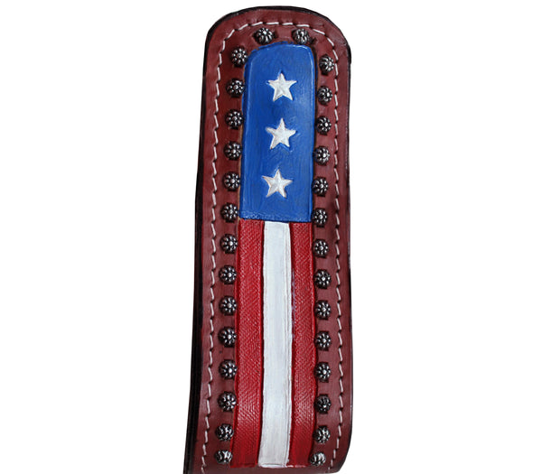 Tahoe Tack Patriotic American Flag Leather Adult Western Stirrups