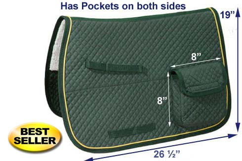 Derby Originals All Purpose Half Fleece-lined English Saddle Pad with Velcro Close Pockets