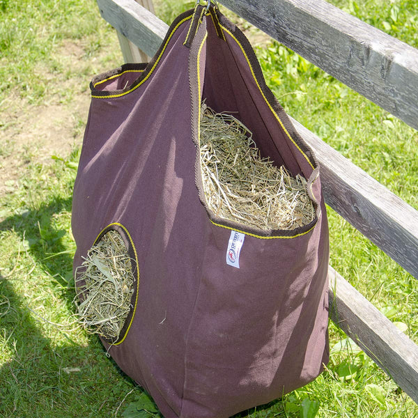 Derby Originals Large 24 OZ Canvas Horse Hay Bag  2 Sided Combo Design X Wide Gusset and 6 Month Warranty