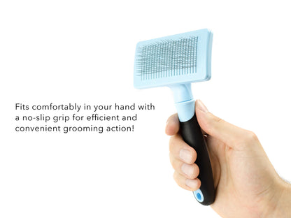 Self Cleaning Pet Slicker Brush by cuteNfuzzy® Handle With Grip