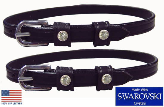 English Spur Straps Genuine Swarovski Crystals USA Leather