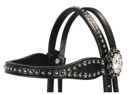 Tahoe Tack Starry Night Show Studded Western Browband Headstall with Matching Reins Browband