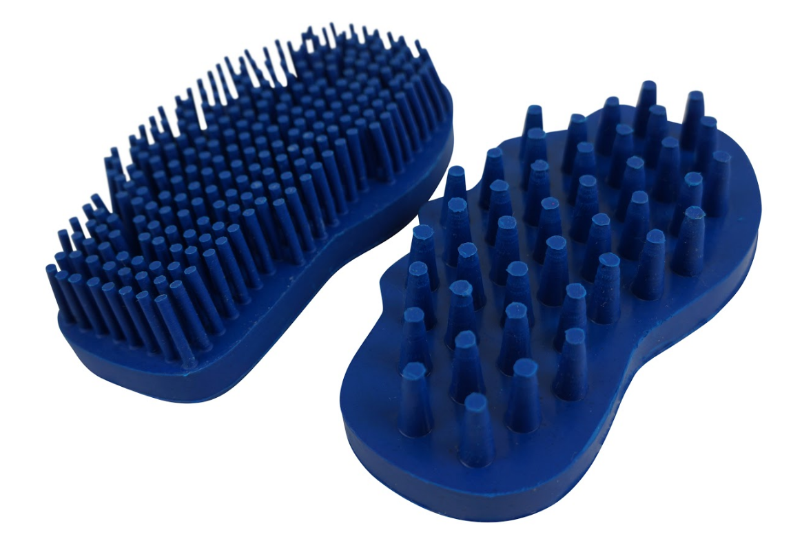Easy Super Grip Rubber Groomer & Cleaner 2 Pc. Set Large Blue color