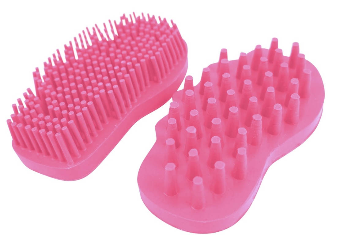 Easy Super Grip Rubber Groomer & Cleaner 2 Pc. Set Large Pink color