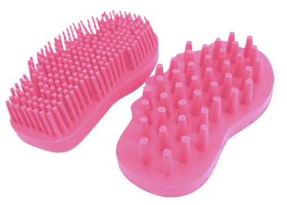 Easy Super Grip Rubber Groomer & Cleaner 2 Pc. Set Large Pink color