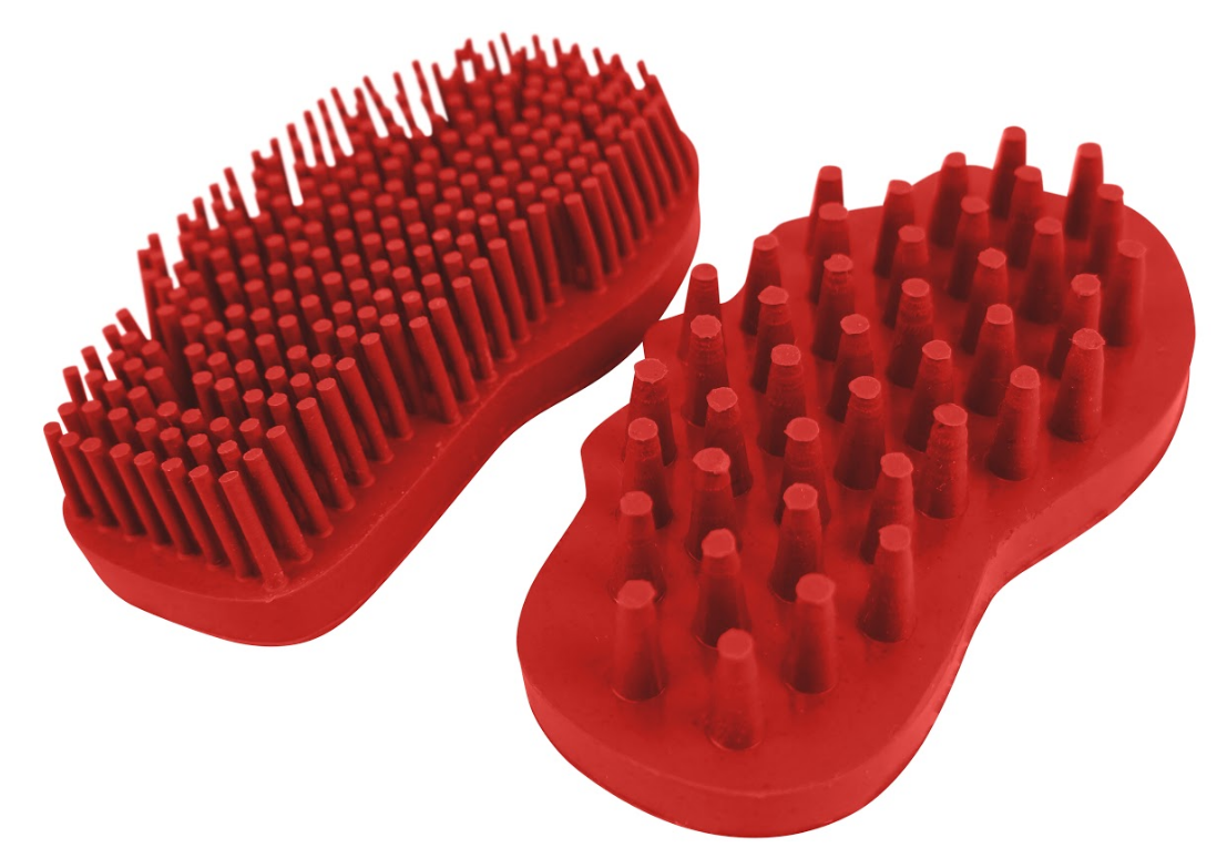 Easy Super Grip Rubber Groomer & Cleaner 2 Pc. Set Large Red 