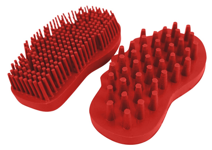 Easy Super Grip Rubber Groomer & Cleaner 2 Pc. Set Large Red 