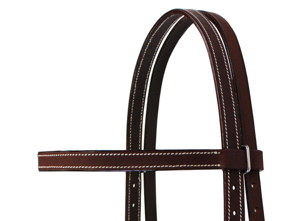 Tahoe Tack Double Stitched Flat Leather Western Browband Headstall