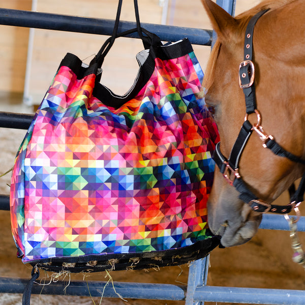 Derby Originals Scratchless Slow Feeder Horse Hay Bag with Super Tough Bottom and 6 Month Warranty