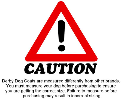 Derby 600D Dog Blanket Coat Waterproof  size chart