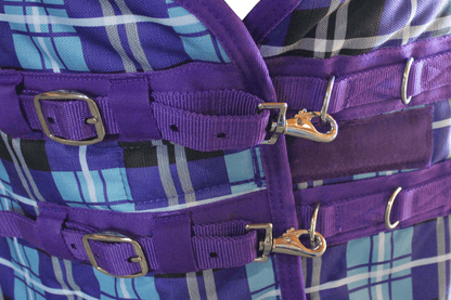 Derby Originals Arctic Purple Plaid 1200D Heavy Weight Winter Horse Turnout Blanket 300g Chest Buckle