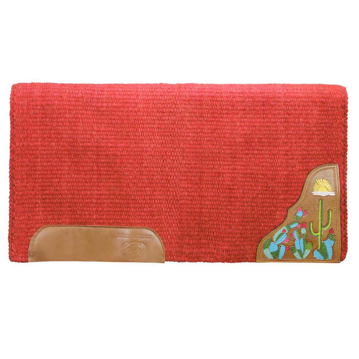 Tahoe Tack 34" x 36" Zara Cactus Solid New Zealand Wool Western Saddle Blanket Red