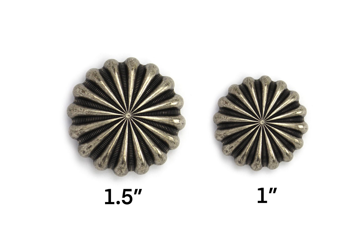 Tahoe Tacks Antique Silver Parachute Concho with Screw Back for Western Tack Size Chart