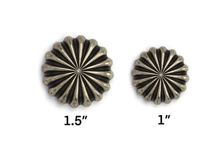 Tahoe Tacks Antique Silver Parachute Concho with Screw Back for Western Tack Size Chart