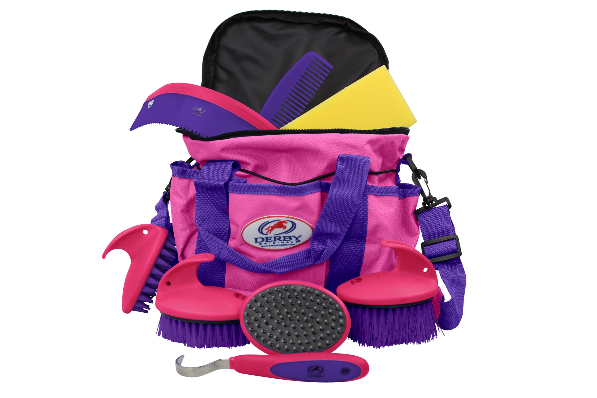 Derby Originals Premium Comfort 9 Item Horse Grooming Kits purple pink