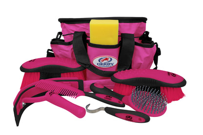 Derby Originals Premium Ringside 8 Item Horse Grooming Kits -Magenta